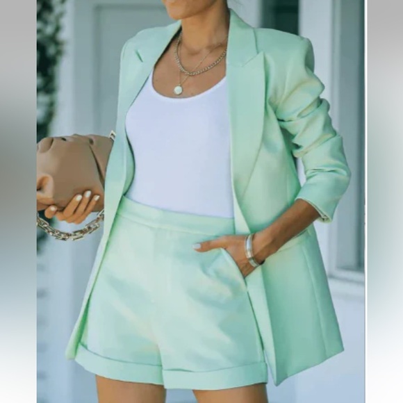Endless Rose Jackets & Blazers - Endless Rose Mint Green Single Button Blazer Size M